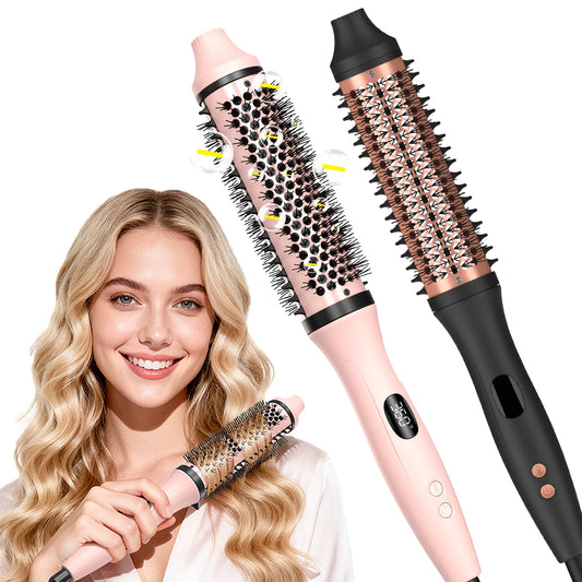 Hair Curler Ceramic Straightener Curling Hair Styling Brush Anti-Scald Thermal Brush Curl Wand Volumizing Brush Styler 100-220V