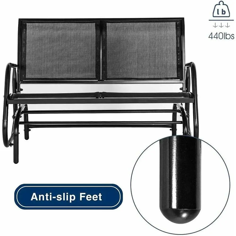 2-Person Porch Swing Glider Bench, Outdoor Loveseat Patio Rocking Chair
