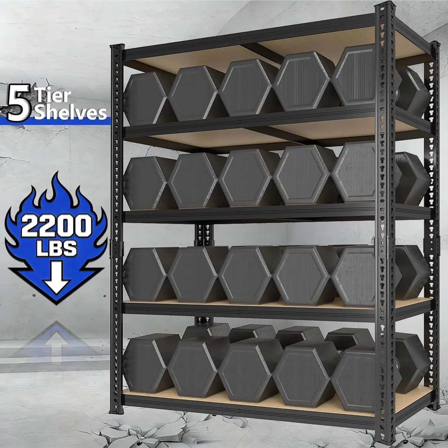 78'' H Heavy Duty Garage Storage Shelves 2200 LBS Metal Shelving Units Adjustable Storage Rack for Basement Warehouse Pantry Clo