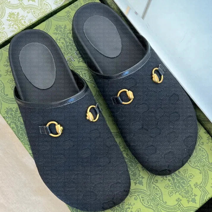 Designer High-End VersionGMen's and women's casual mule shoes with, flat-soled, versatile street wear