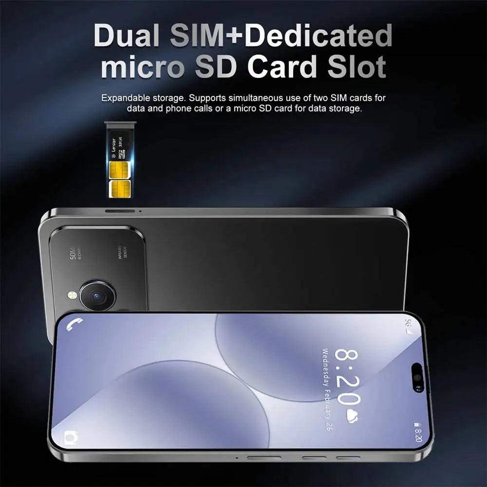 HOT New i17 Pro Max 8000mAh Battery 7.3HD 5G Dual Card Global Edition Original Cheap Smart Android Facial Recognition Function