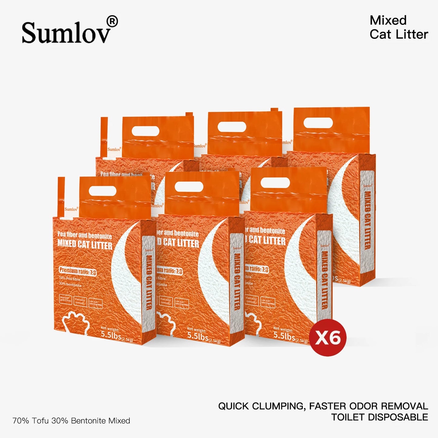 33lbs Sumlov MIXED Tofu Cat Litter, Natural Botanical, Dust-Free, Quick Clumping, Odor Control