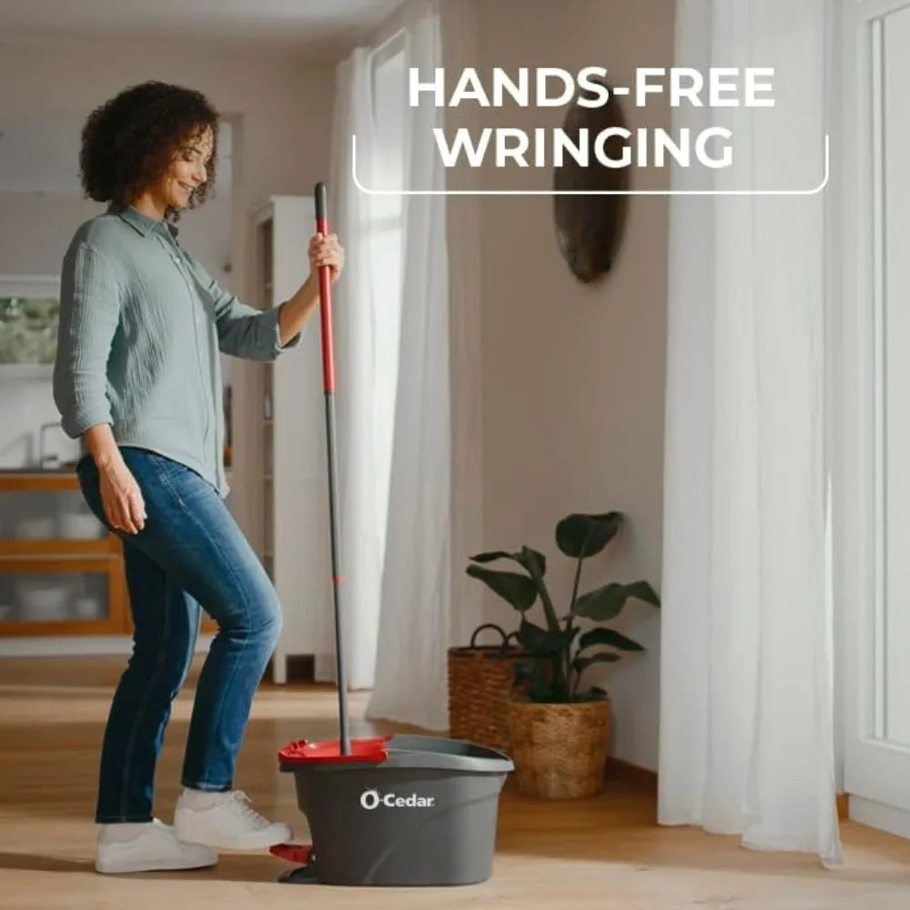 Easy Wring Spin Mop & Bucket with 3 Extra Refills, Hands-Free Wringing, Deep Cleaning Microfiber, 360° Rotation, 48" Telescopic Handle