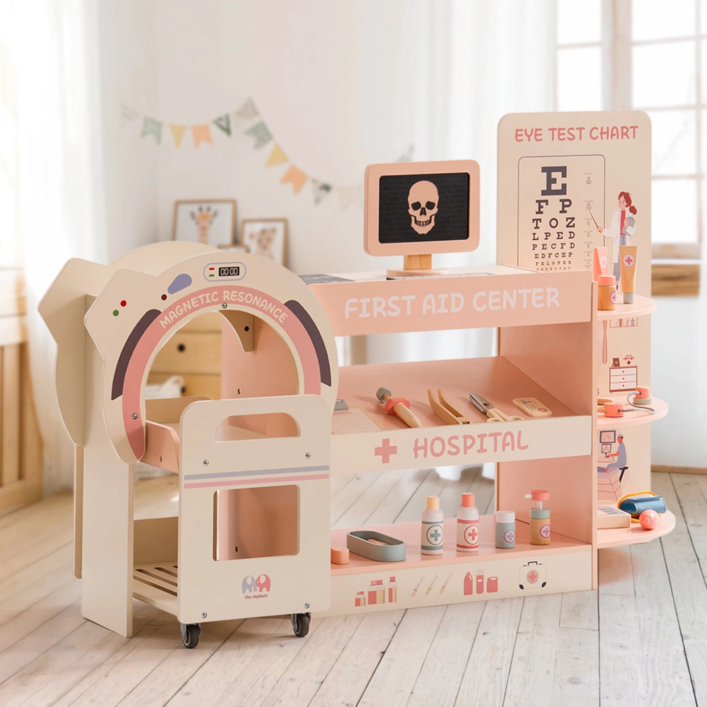 ROBOTIME Wooden Doctor Medical Center  Playset Pretend Play Doctor Toys  Educational Role Play for Kids Age 3+