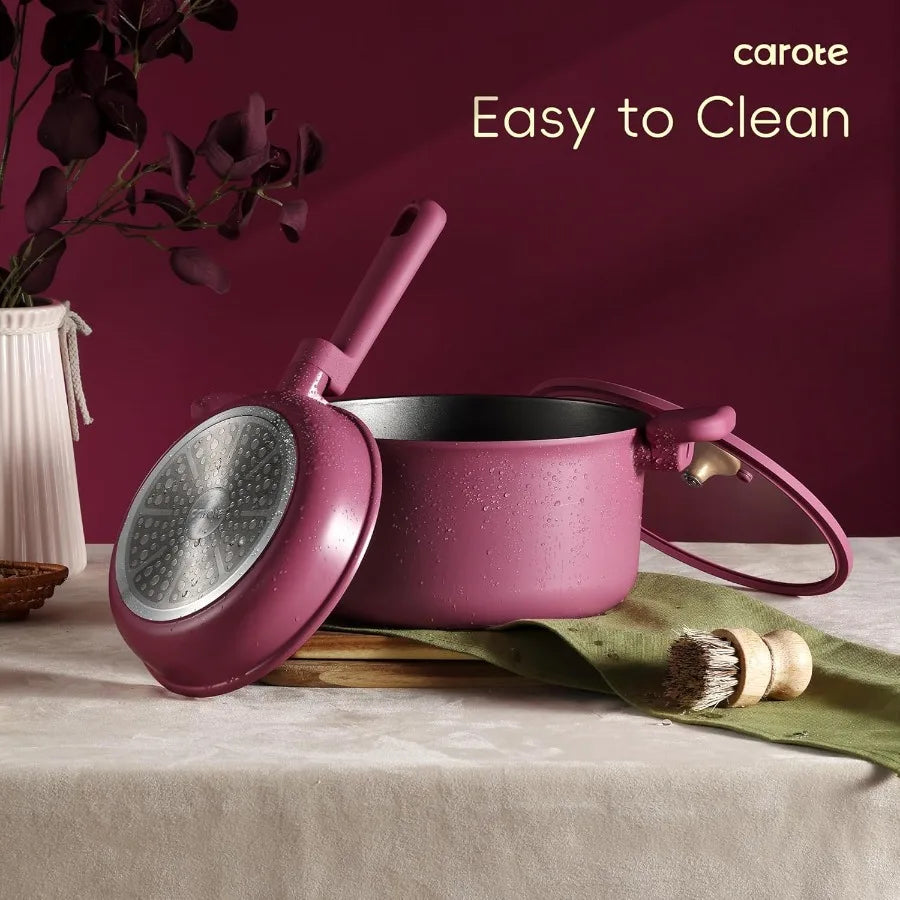 Non Stick Pots and Pans Set Cookware Sets Nonstick Kitchen Cooking Set with StayCool Handles with Silicone Tools and Pot Protec