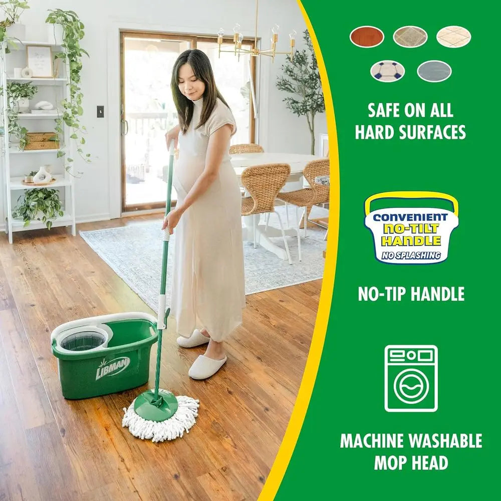Tornado Spin Mop System, Mop and Bucket with Wringer Set, Hardwood Floor Cleaning, 2 Total Included