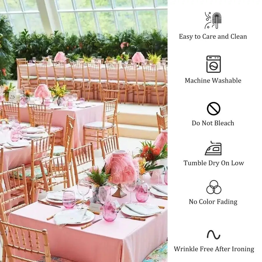 Pack Premium Pink Tablecloth 60 x 102 Inch, Rectangle Table Clothes for 6 Foot Rectangle Tables Washable Polyester Fabric Table