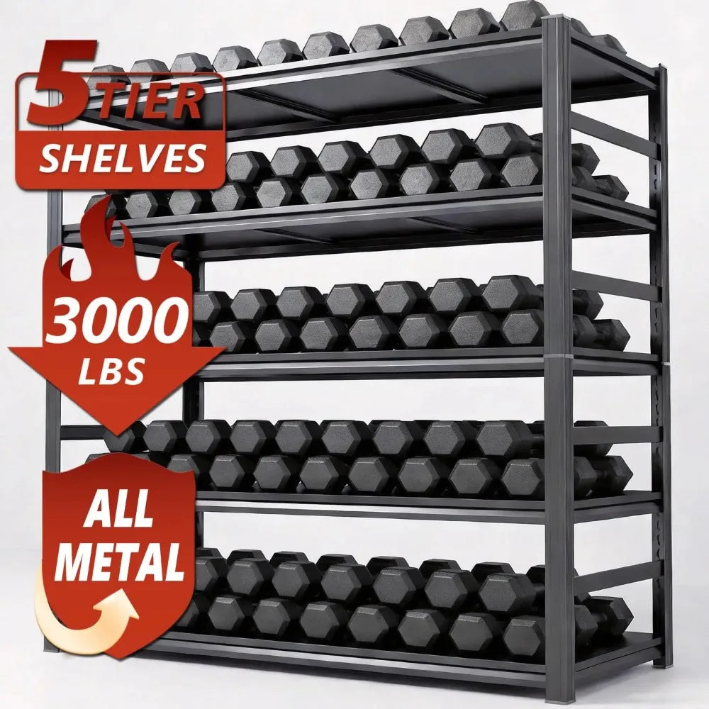 48" W Garage Shelving Heavy Duty Metal Shelves 5 Tier Adjustable Shelf Unit 3000 lbs Capacity Storage Stand, Customized