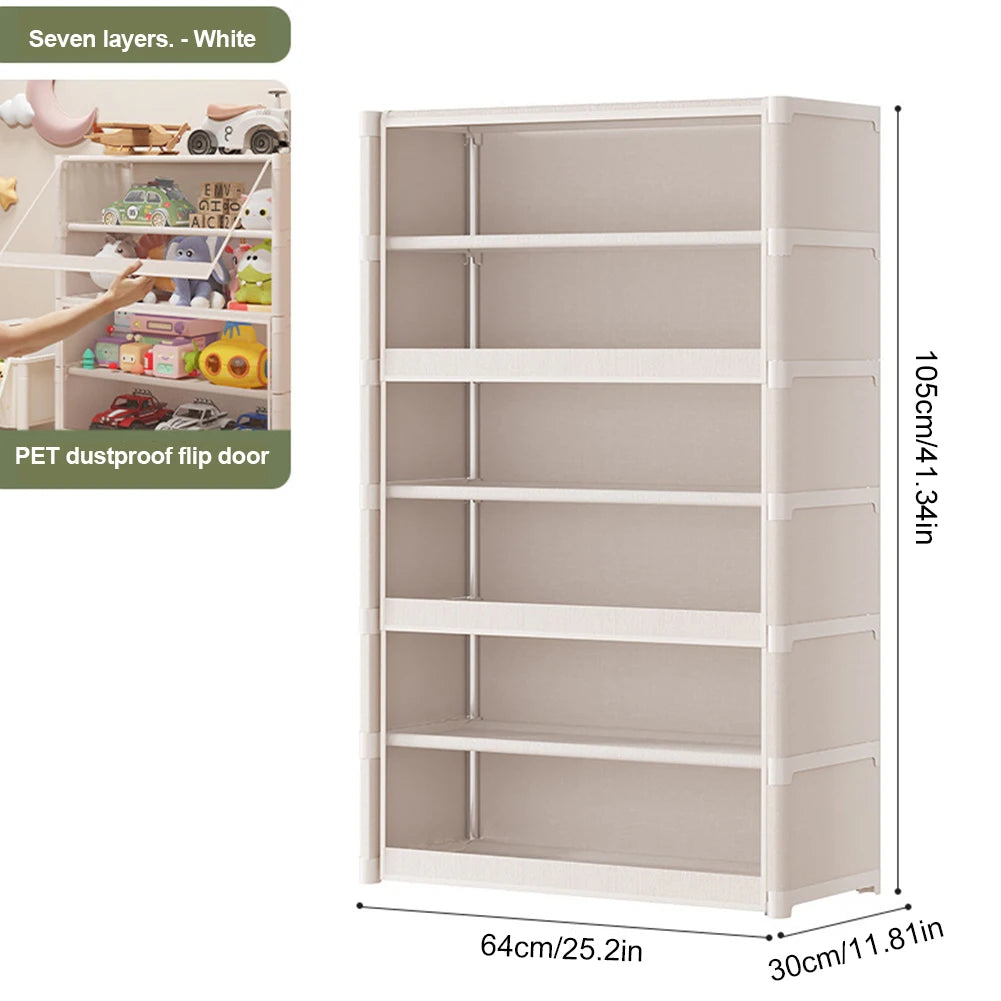 7 Tiers Shoe Rack Organizer with Lid Shoe Storage Cabinet with Clear Flip Door  Storage Cabinet for Bags  Books Clothes