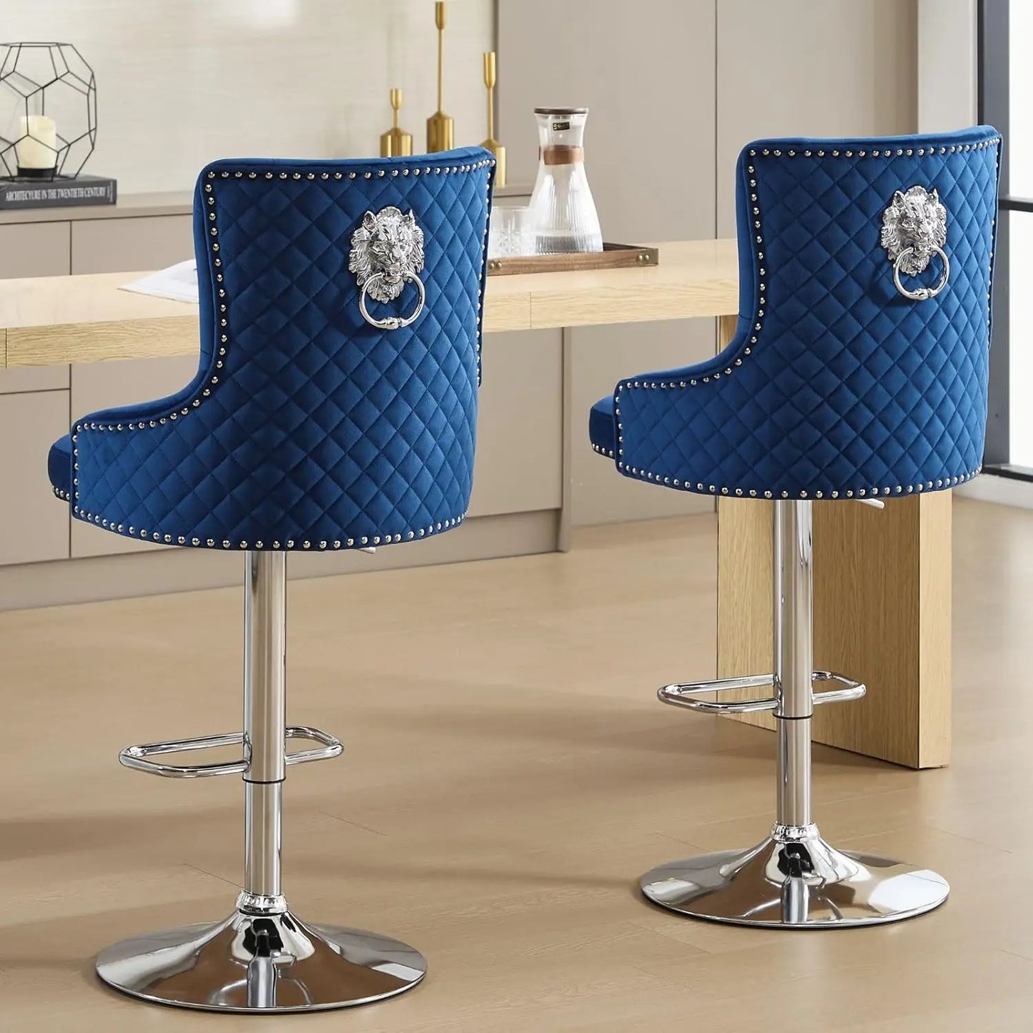 Gold Bar Stools Set of 4, Height Adjustable Velvet Island Chairs Upholstered Bar Height Chairs for Kitchen Counter, Cream