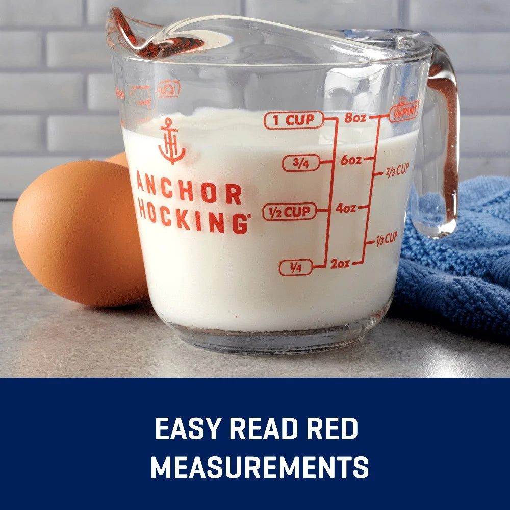 2 Pack Glass Measuring Cups 8oz Tempered Kitchen Utensils Metric Imperial Units Dishwasher Microwave Safe Nesting Design
