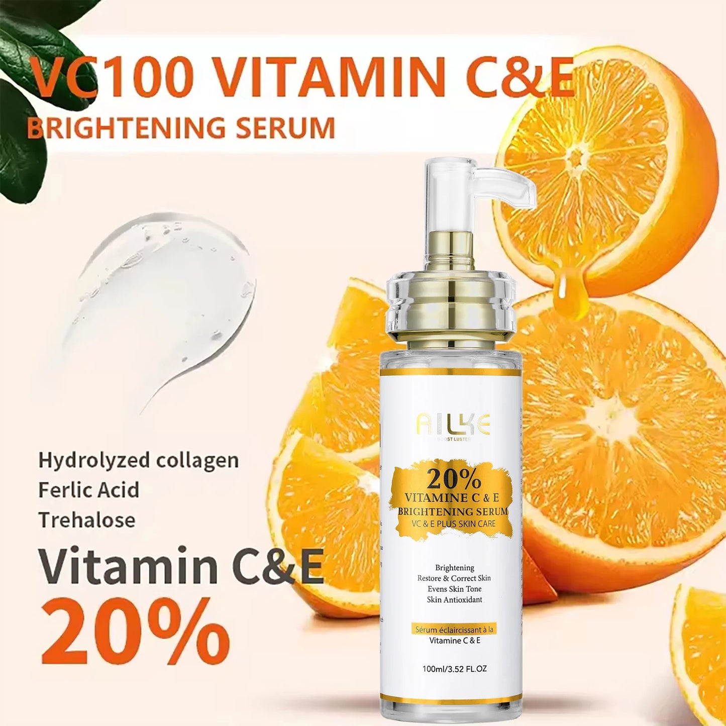 AILKE Vitamin C Set, Reduce Dark Spots, with Lightening Body Lotion, Even Tone Face Cream, Whitening Serum, Brightening Soap