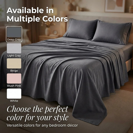 Cooling Bamboo Bed Sheets Set for Twin, Full, Queen, King and California King Size Bed - 18 Inch Deep Pocket - Bedding Sheets &