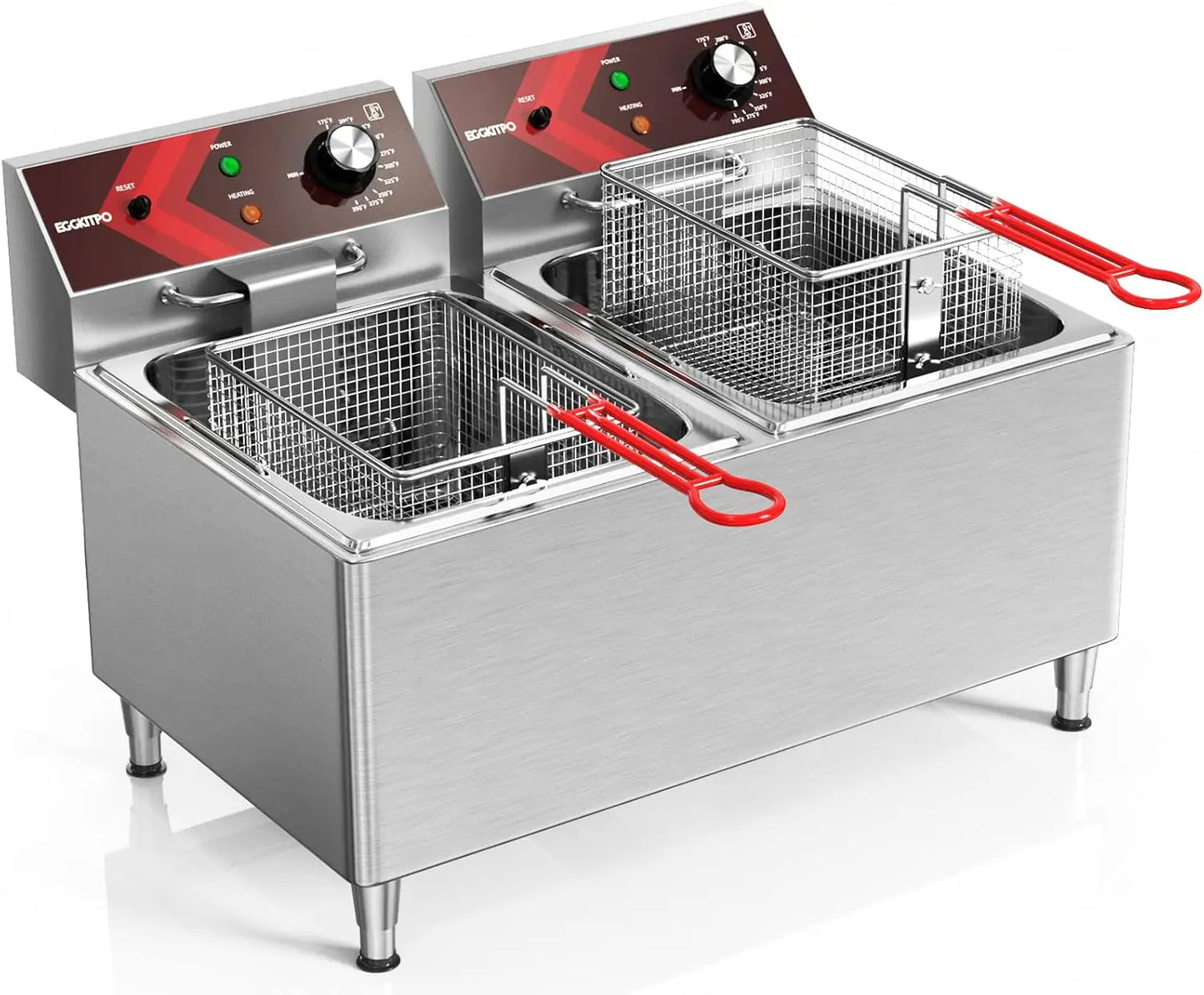 Deep fryers Commercial Deep Fryer 12L x 2 Large Dual Tank Electric Countertop Fryer for Restaurant with 2 Frying Baskets
