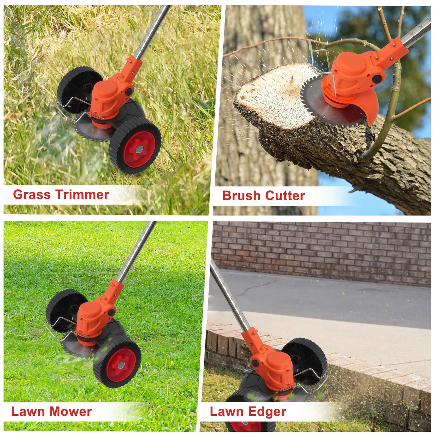 21V Electric Lawn Mower Cordless Grass Trimmer Garden Strimmers 3-in-1 Fodable 2x2.0Ah Batteries Power Tool for Lawn Garden Yard