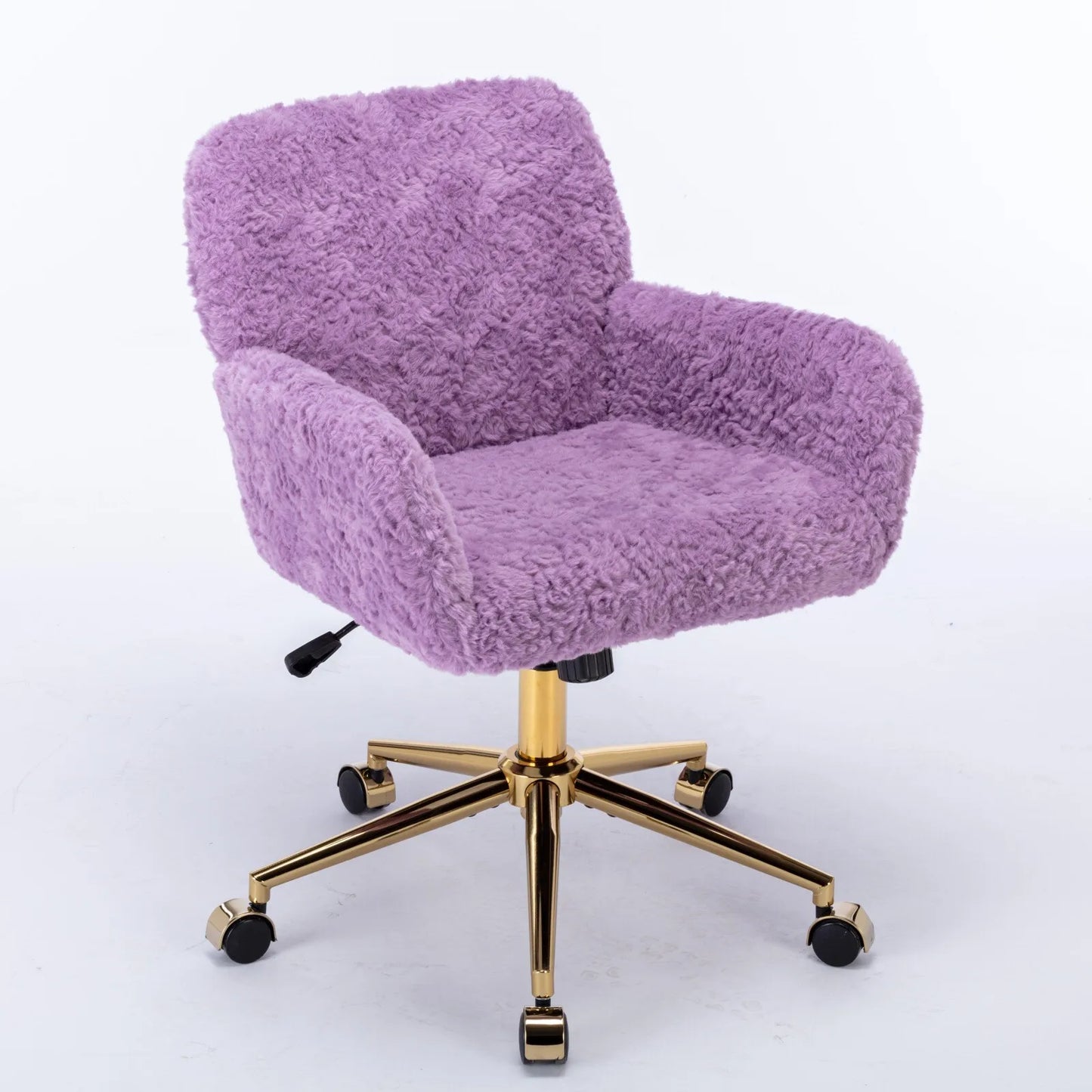 Living Room ChairsLuxury Swivel Office Chair with Plush Rabbit Fur Desk Chair for Home or Vanity Purple Elegant Design