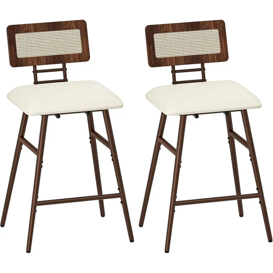 Bar Stools, Set o 2 Barstools, Bar Chairs with ootrests, Rattan Bar Stools, Bar Chairs with Backrests, or Dining Room, Kitchen,