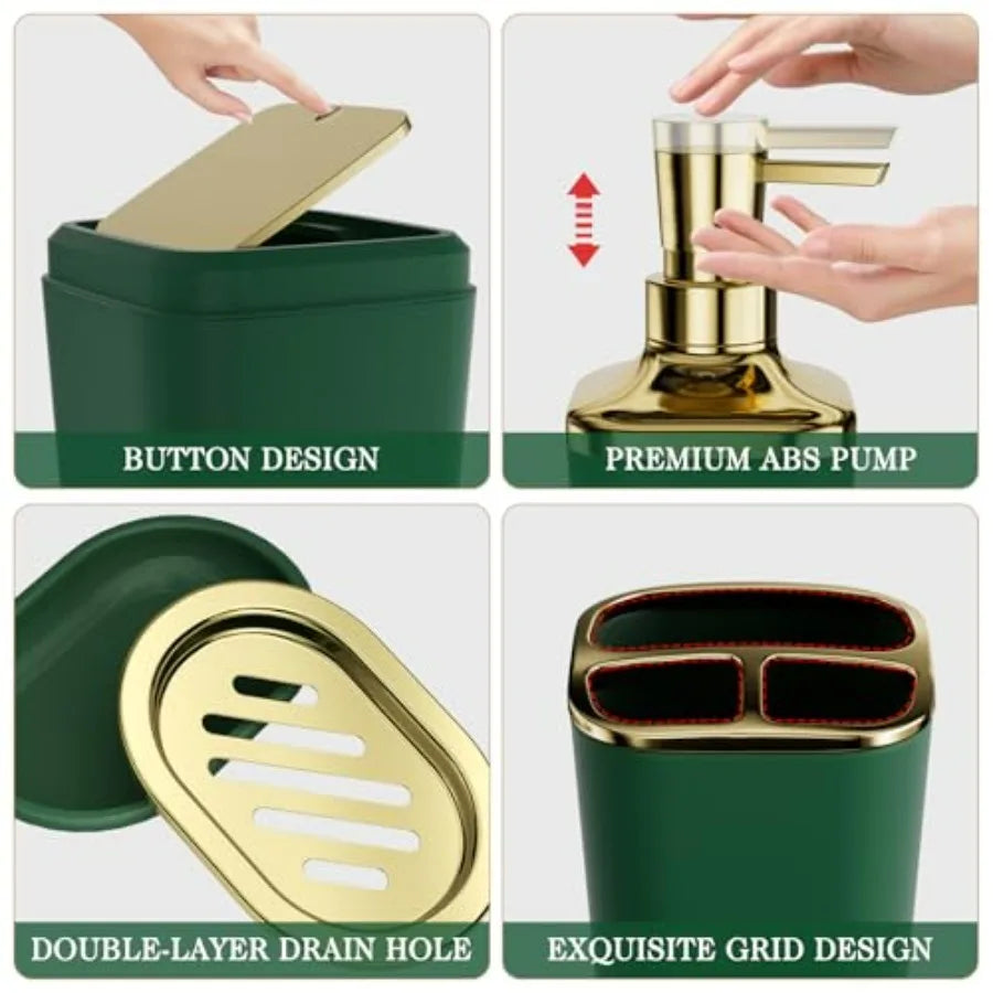 Bathroom Sets with Shower Curtain and Rugs 27PC Bathroom Accessory Set Green Bathroom Set Green and Gold Bathroom Accessories S