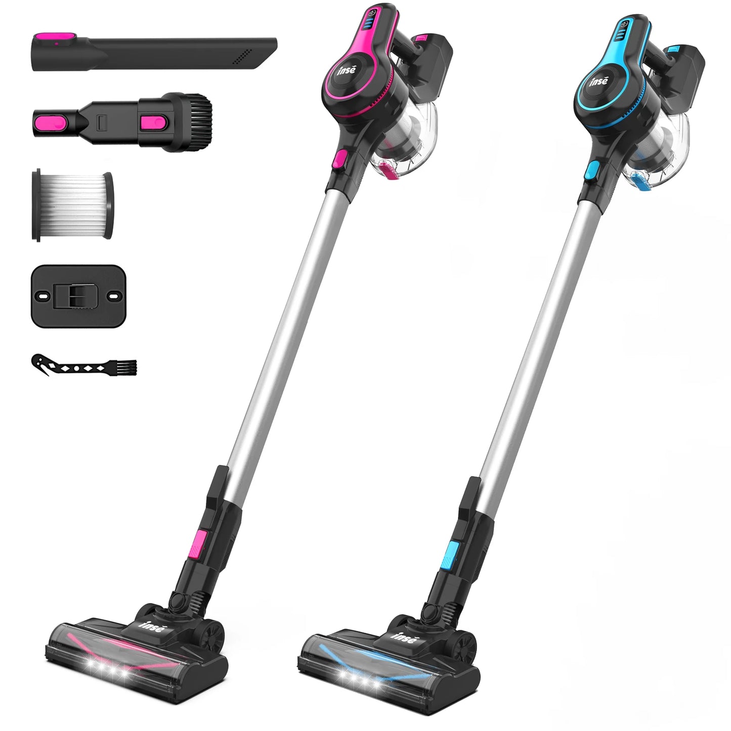 INSE N520 Cordless Vacuum Cleaner, 28Kpa 6-in-1 Rechargeable Stick Vacuum Lightweight for Carpet Hardfloor Pet Hair Home