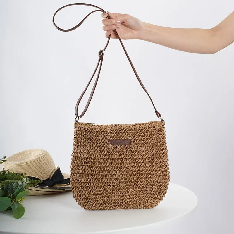 Elegant Light Paper Rope Bag - Bohemian Handmade Style, Hot-Selling Beach/Casual Bag (Crossbody & Shoulder Tote)
