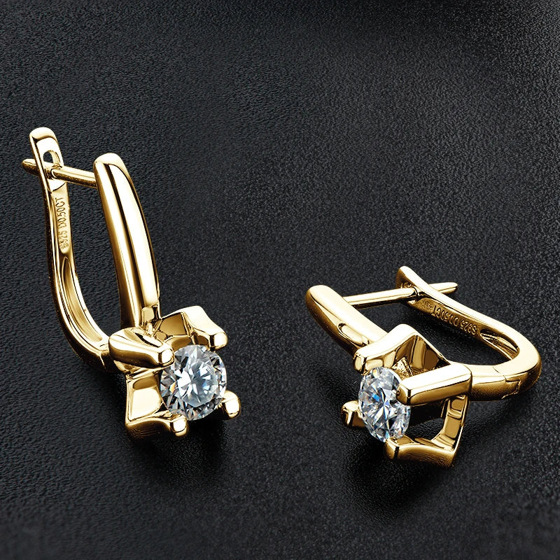 5.0mm 0.5CT Moissanite Ladies Clip Earrings 925 Sterling Silver Round Cut  Birthday Party Fashion Jewelry Gifts with Certified