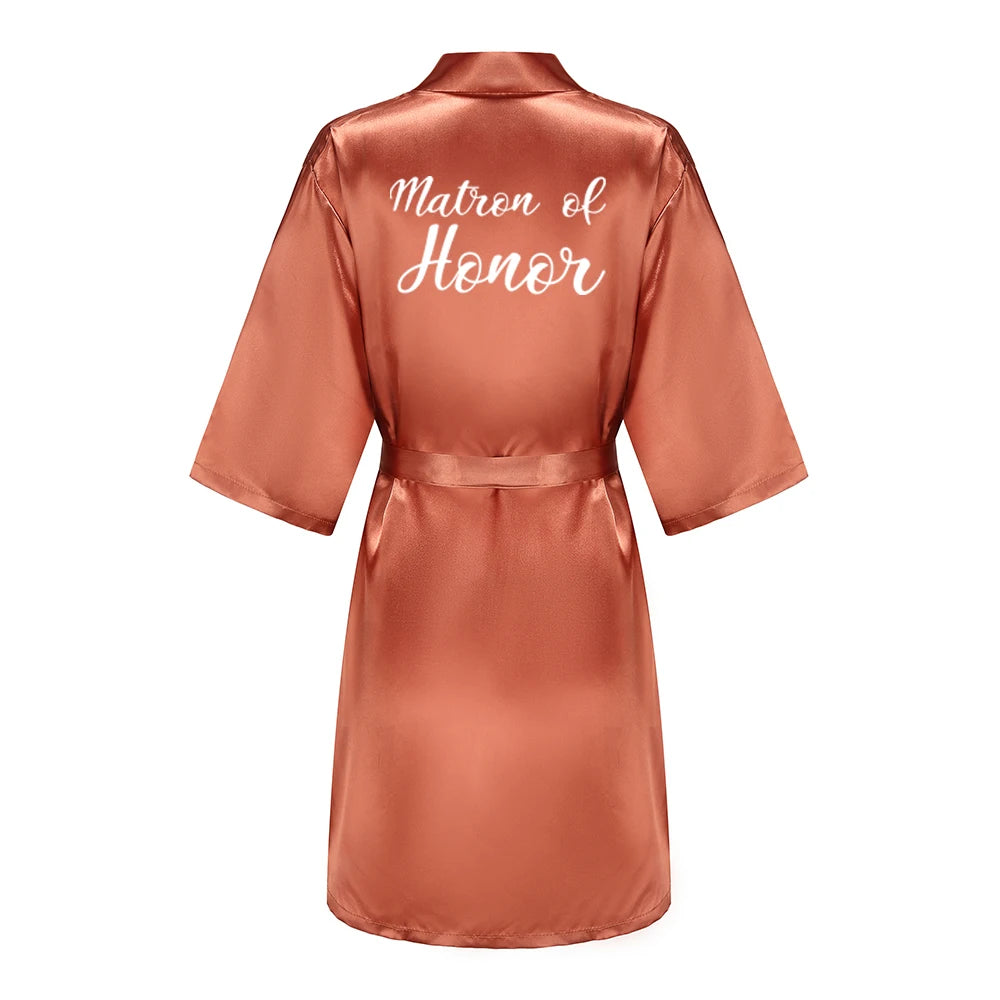 New Bathrobe Bride Satin-Silk Robe Women Bridal Party Sister Team Mother Shower Gift Bridesmaid Wedding Short Robes