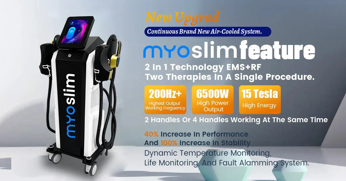 Professional RF MYOslim Body Sculpting Machine Electric Fat Burning Slimming Muscle Stimulator 15 Tes 6500W 5 Handle Neo