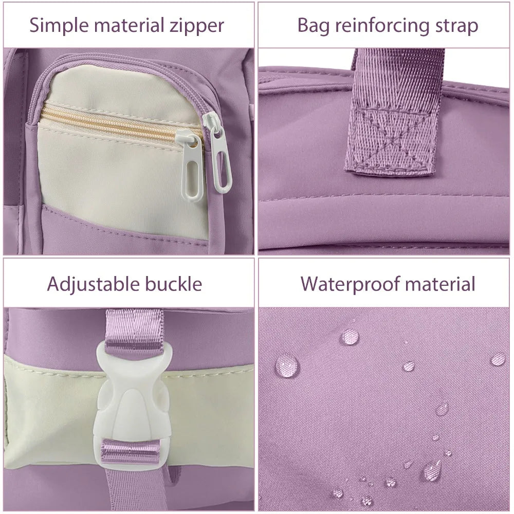 Nylon Messenger Bag Cute Shoulder Tote Bag with Multiple Pockets Large Capacity Messenger Bag for Teens Waterproof