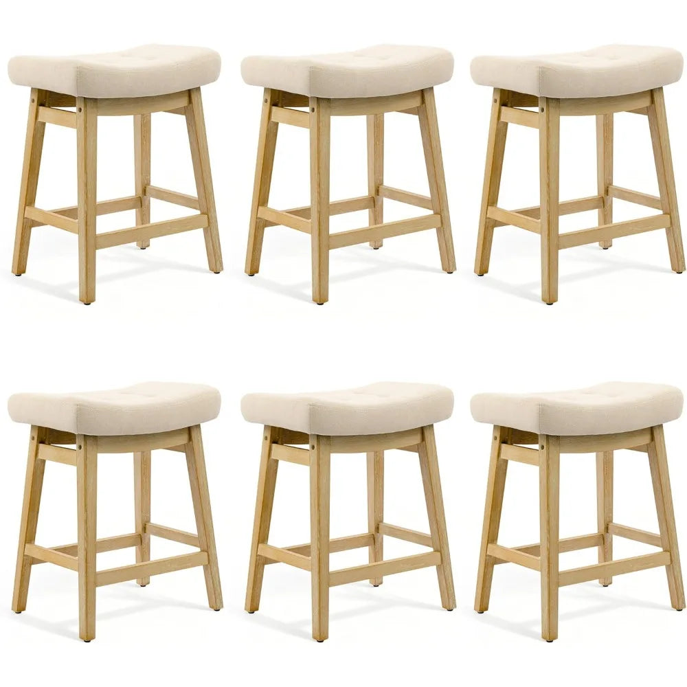 Counter Height Bar Stools Set of 6 for Kitchen Counter, Backless Farmhouse Island Short Barstools No Back with, Customized