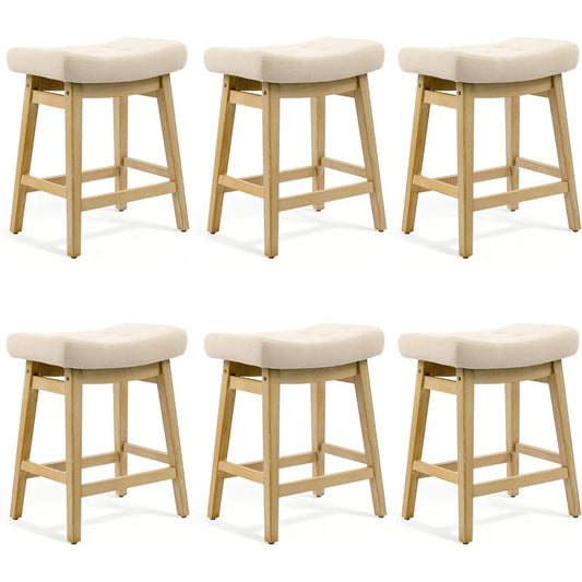 Counter Height Bar Stools Set of 6 for Kitchen Counter, Backless Farmhouse Island Short Barstools No Back with, Customized