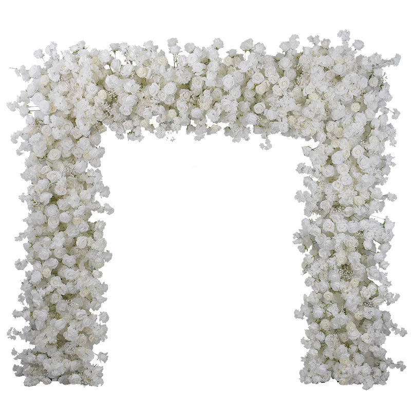 White Artificial Rose Sakura Square Flower Arch Wedding Ceremony Engagement Photo Booth Birthday Party Backdrop Decor Supplies