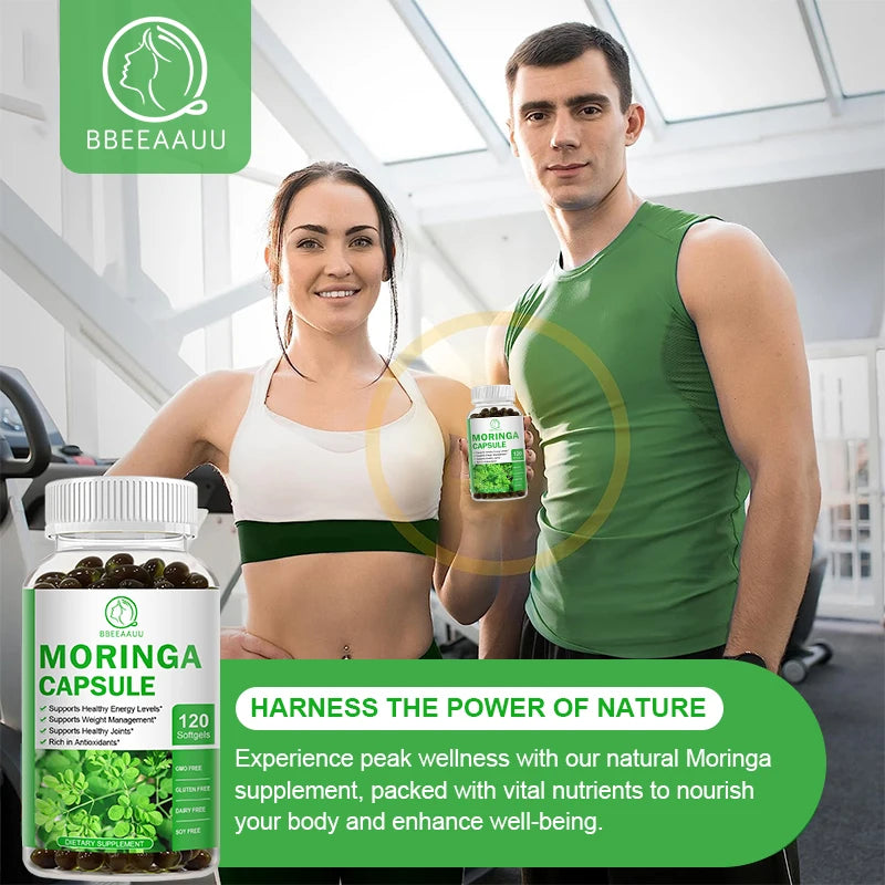 BBEEAAUU Moringa Capsule Natural Green Antioxidant Support Energy,Skin&Intestinal Health,Containing Essential Vitamin&Amino Acid