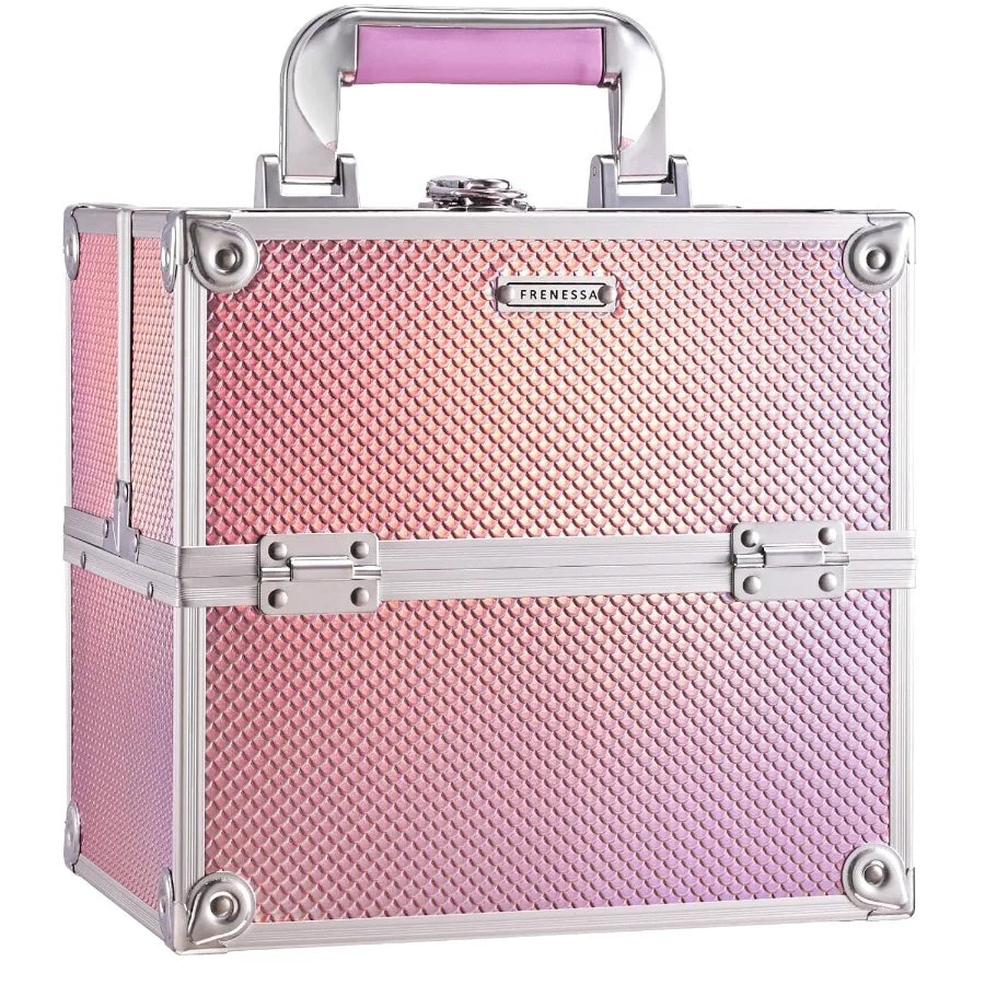 Portable Makeup Artist Travel Case with 4 Trays and Dividers for Cosmetics Storage Lockable Hard Case for Nail Tech Supplies Id