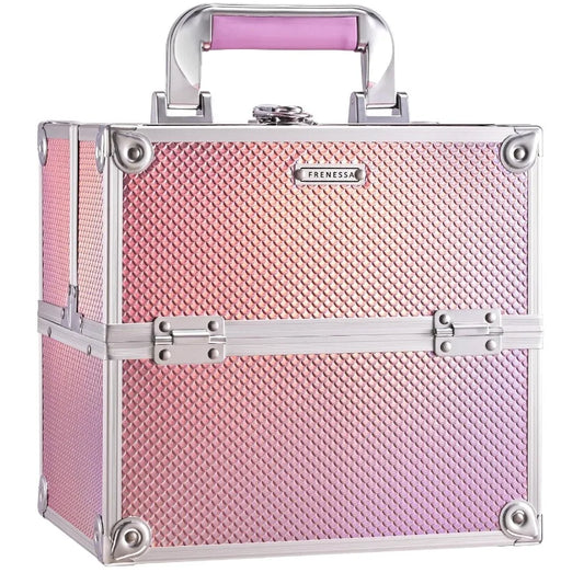 Portable Makeup Artist Travel Case with 4 Trays and Dividers for Cosmetics Storage Lockable Hard Case for Nail Tech Supplies Id
