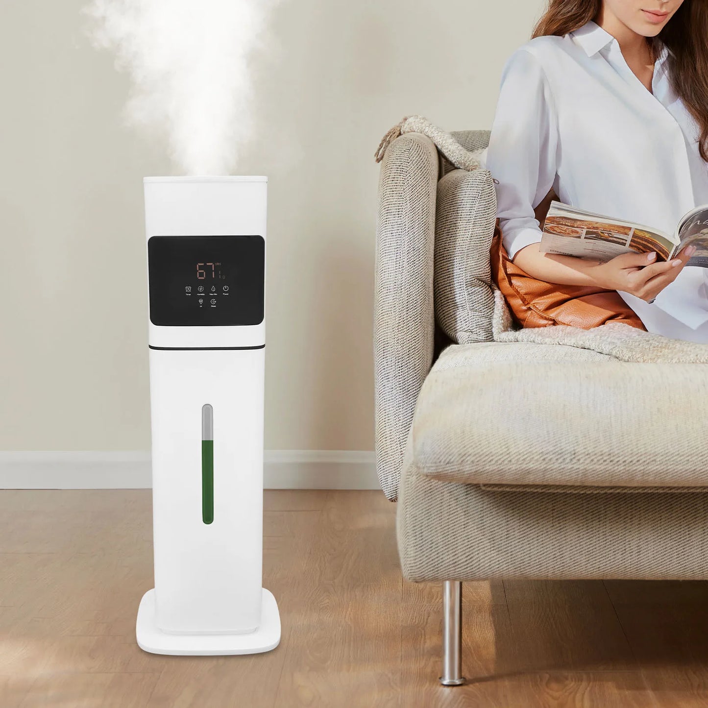 8L/2.11Gal Smart Humidifier with Remote Control Humidifier for Bedroom Large Room 3 Mist Modes for Home Office Plant