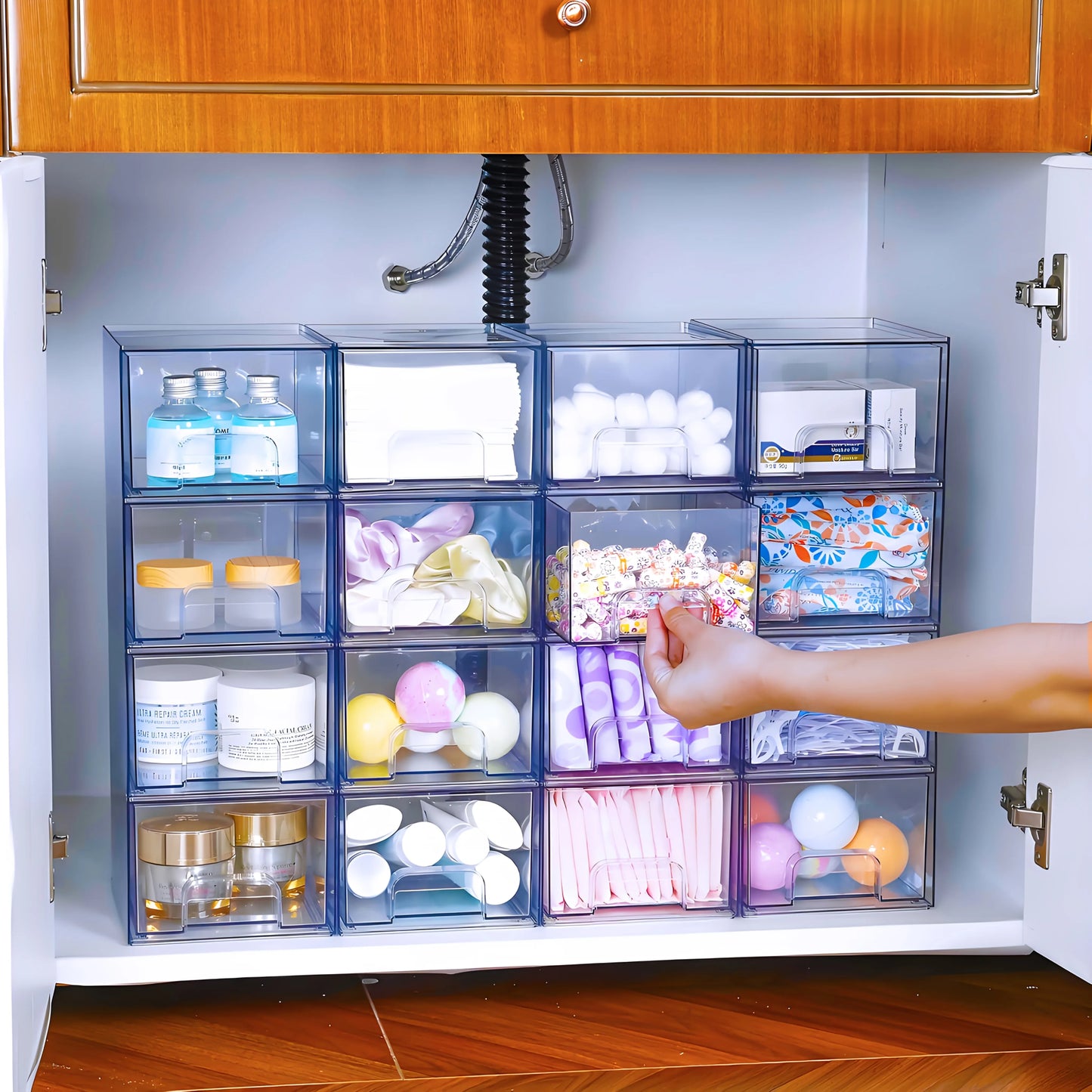 Bathroom Organizers And Storage - Pack Plastic Stackable Storage Drawers/Bins For The Vanity, Under The Sink, Countertop, Kitchen, And Laundry Room. Handy Tool Organizers And Storage For Girls And Women.