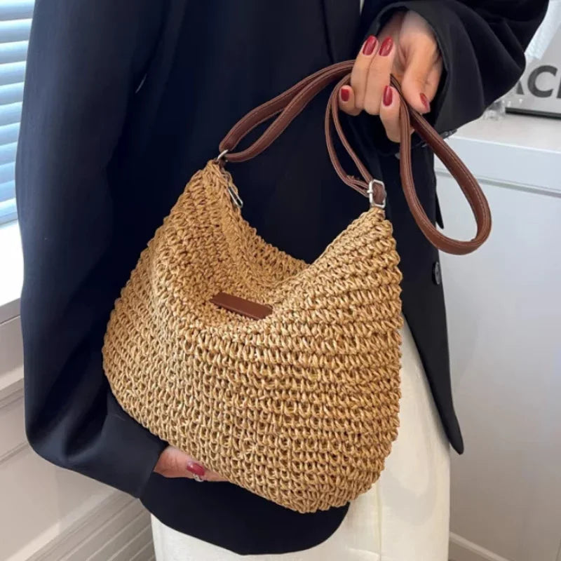 Elegant Light Paper Rope Bag - Bohemian Handmade Style, Hot-Selling Beach/Casual Bag (Crossbody & Shoulder Tote)