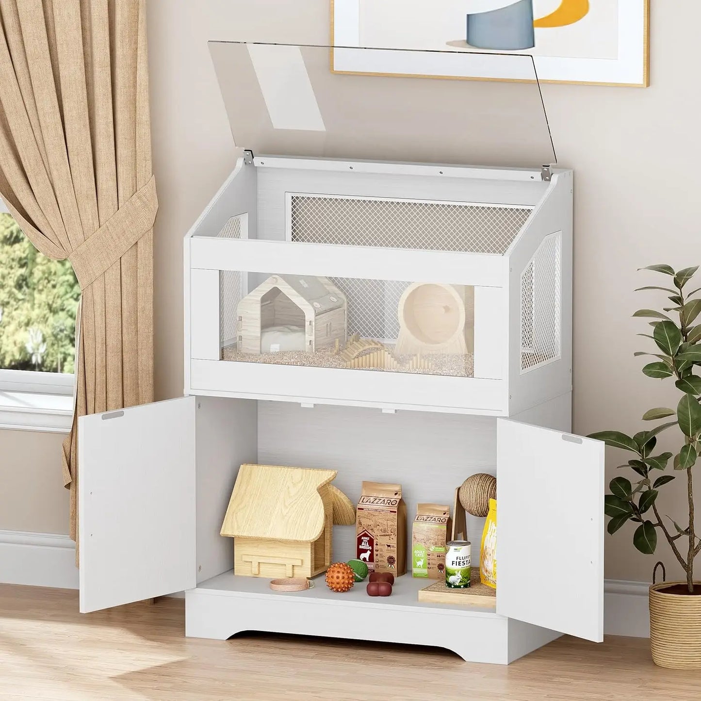 Hamster Cage, Small Animal Cages with Storage Cabinet, Visual and Ventilated Large Habitats Hamster House for Rat,, Customized