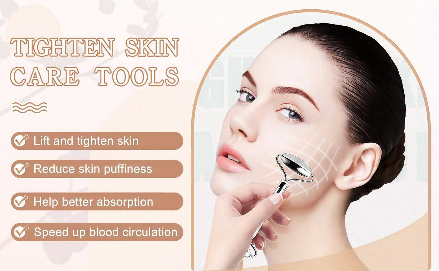 LMMAKE Face Roller And Gua Sha, Stainless Steel Facial Roller And Guasha Tool For Face, Skin Care Roller For Wrinkles And Lifting, Improve Puffiness, Metal Face Massager For Eyes, Neck Tighten