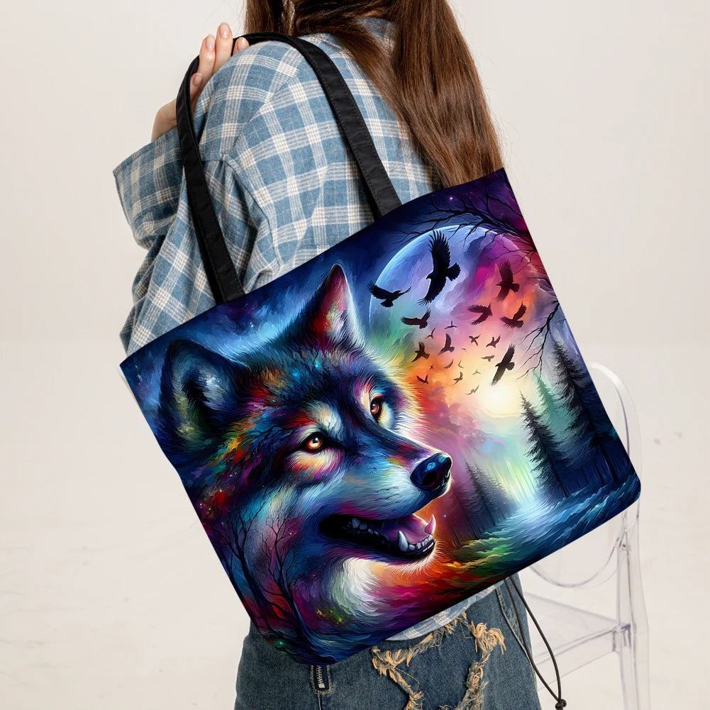 4pcs Wolf Large Capacity Linen Tote Bag