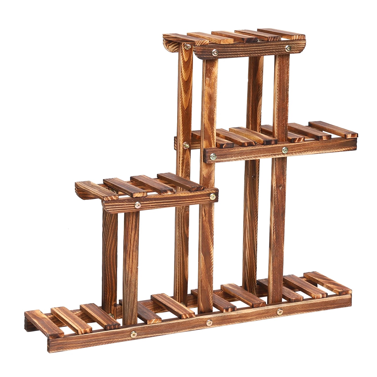 Carbonized Wood Plant Stand Multi Tier Succulent Rack Mini Desktop Plant Holder for Outdoor Balcony Garden