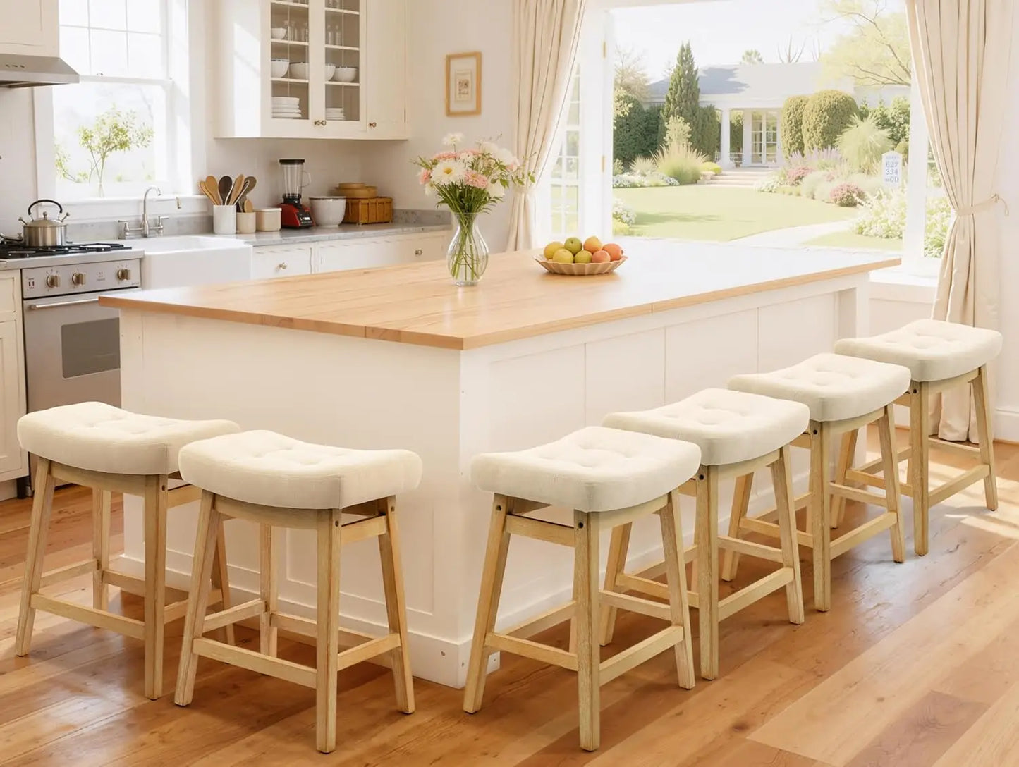 Counter Height Bar Stools Set of 6 for Kitchen Counter, Backless Farmhouse Island Short Barstools No Back with, Customized