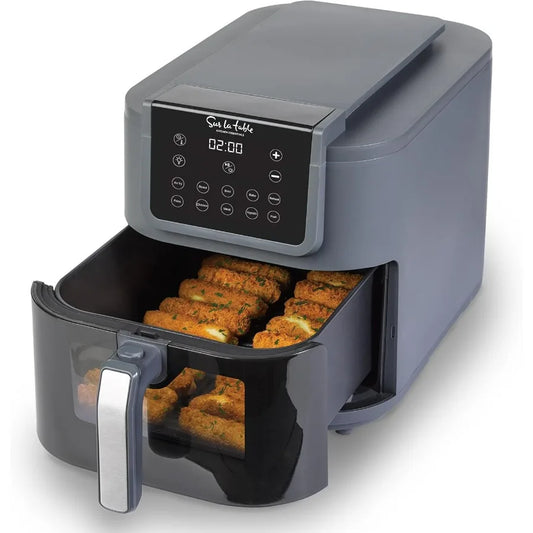 KITCHEN ESSENTIALS 5-in-1 Compact 8-Quart Basket Air Fryer with Window for Easy Viewing Digital Touchscreen Display with 10-Pre