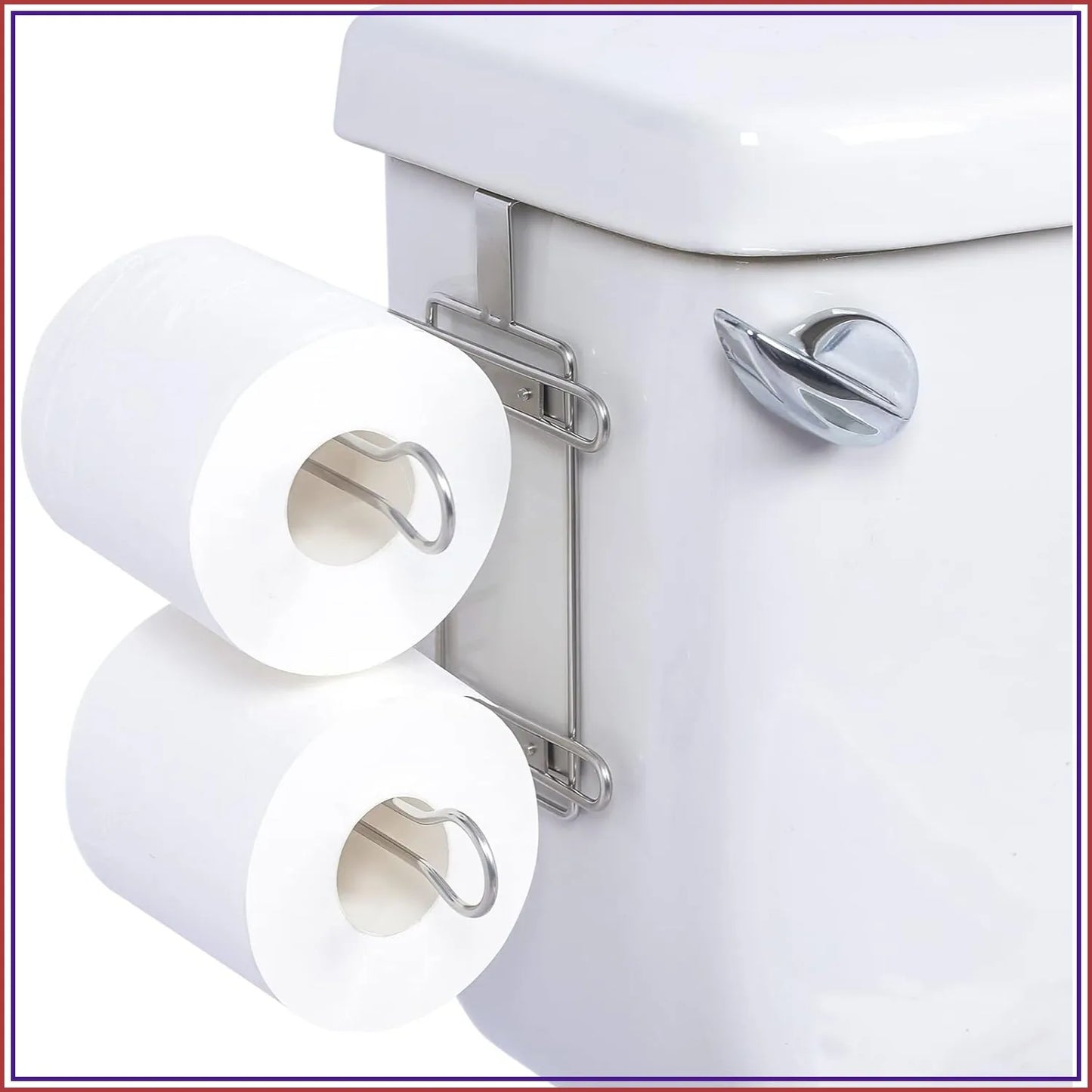 Over the Tank Toilet Paper Roll Holder Stainless Steel Bathroom Tissue Storage Rack Chrome Finish