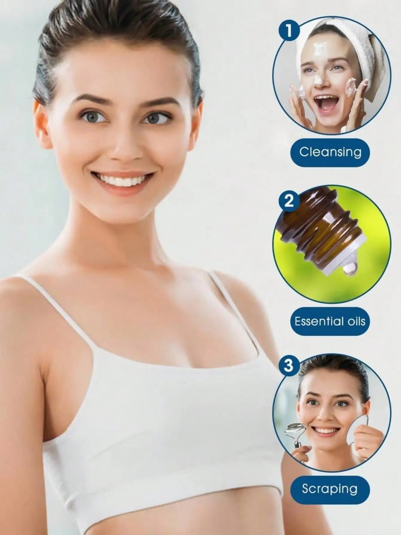 LMMAKE Face Roller And Gua Sha, Stainless Steel Facial Roller And Guasha Tool For Face, Skin Care Roller For Wrinkles And Lifting, Improve Puffiness, Metal Face Massager For Eyes, Neck Tighten