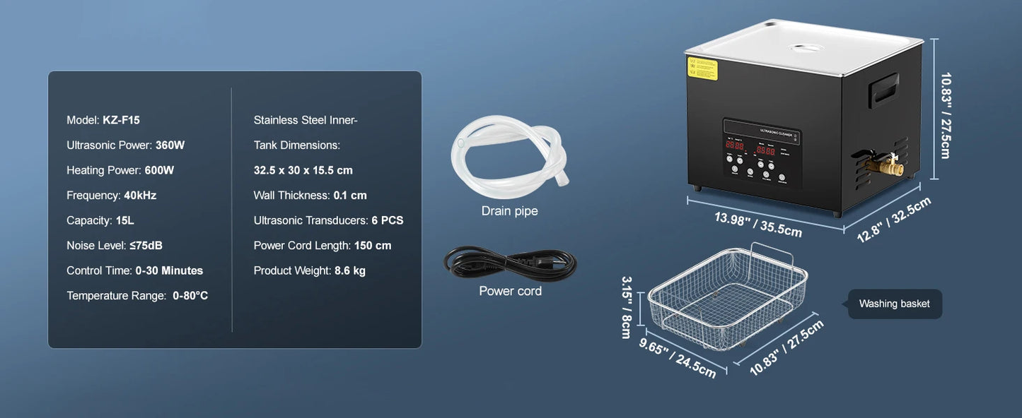 SucceBuy 2-30L Ultrasonic Cleaner Digital Ultrasound Cleaning Machine with Upgraded Degassing and Gentle Mode for Jewelry Glass