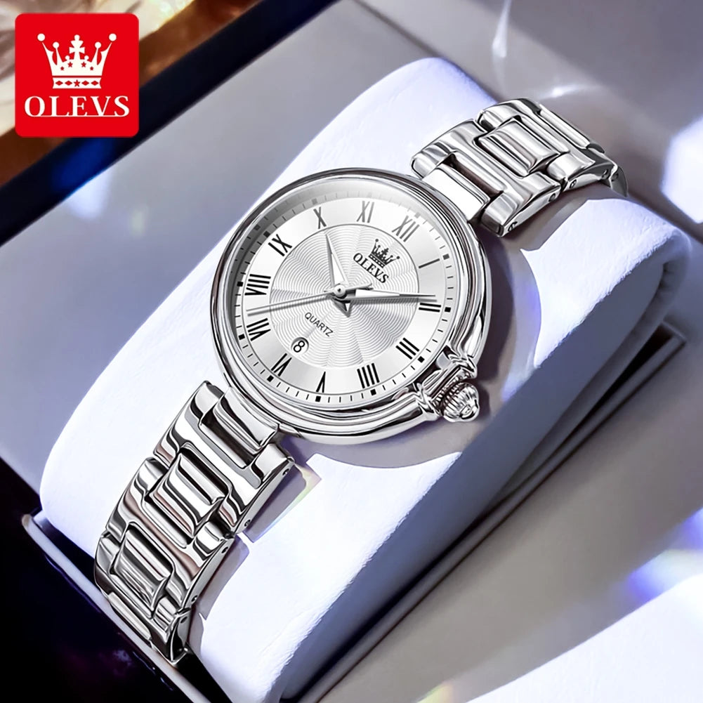 OLEVS 5608 Women Fashion Watch Stainless Steel Calendar Night Light Watch Original Brand Elegant Women Quartz Watch Reloj Mujer