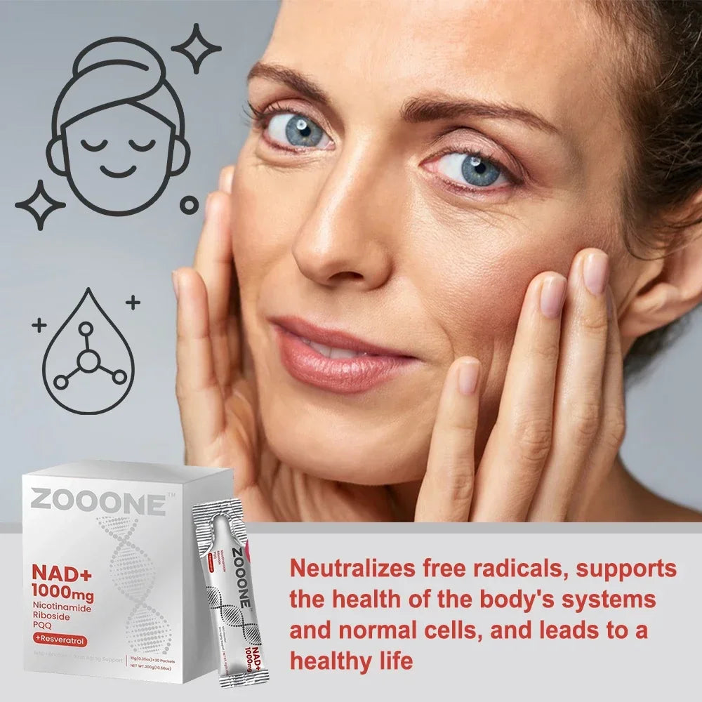 NAD+ Berry Flavored Drink Mix for Anti-Aging, Energy & Focus - 30 Packets