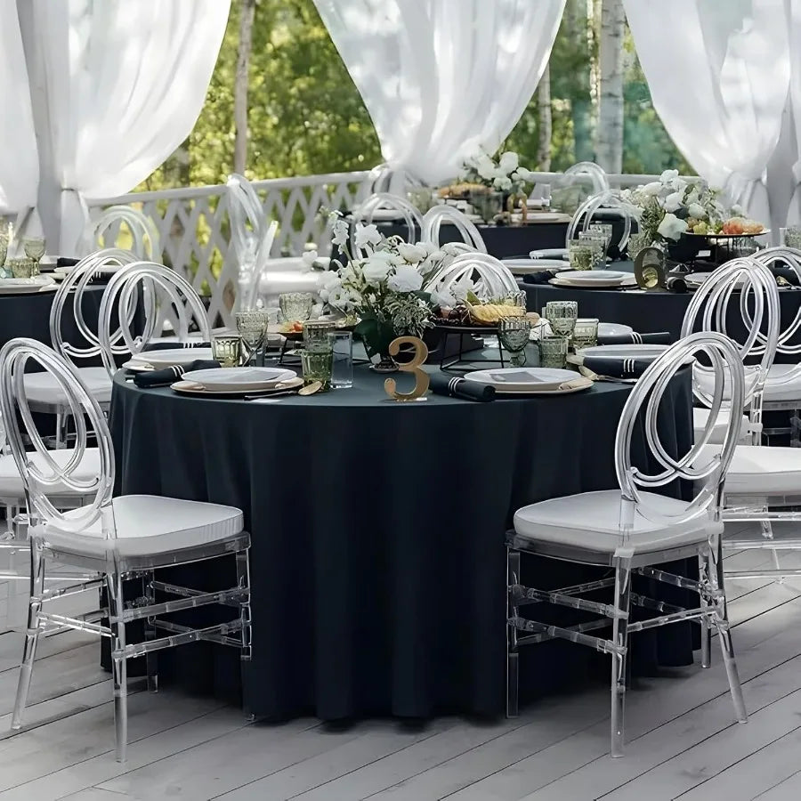 8 Pack Black Round Tablecloths 90 Inch Table Round Table Cloth, Wrinkle Resistant Washable Polyester Fabric Table Cloth Table Co