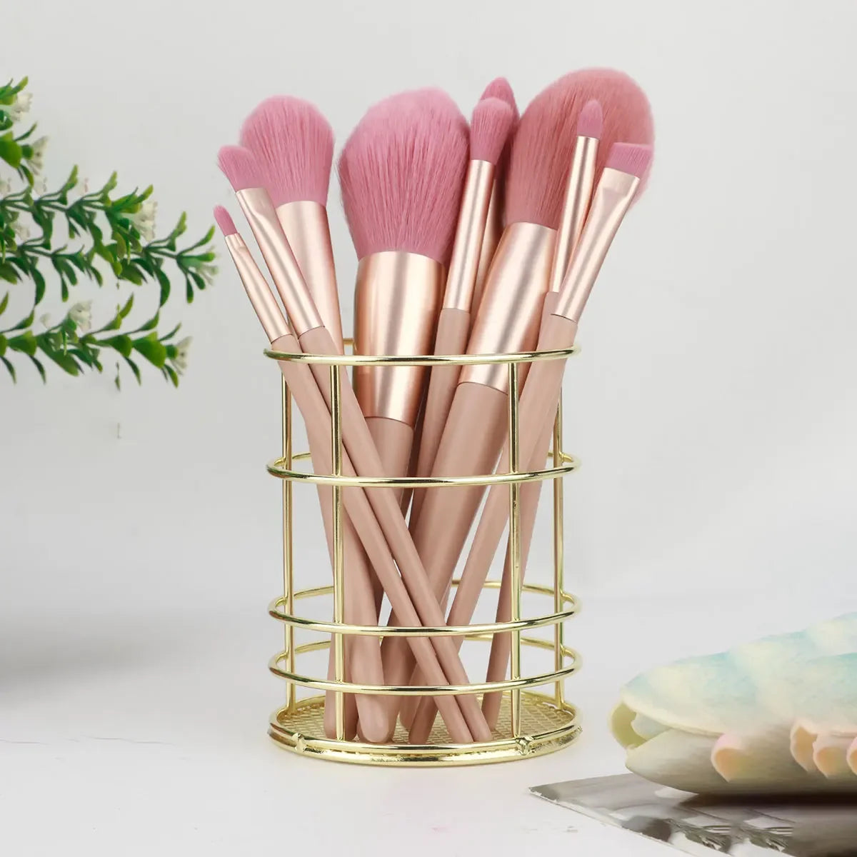 1 metal iron makeup brush storage bucket/office stationery storage basket/stainless steel multi-function storage box